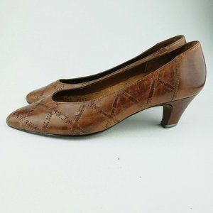 The Leather Collection Leather Weave Heels Pumps